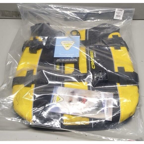 Cressi DLJ Dog Life Jacket Float Vest Black Yellow Size Large New - Picture 7 of 7